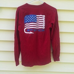 Columbia Shirt Mens M PFG Terminal Tackle Fish American Flag Independence Day