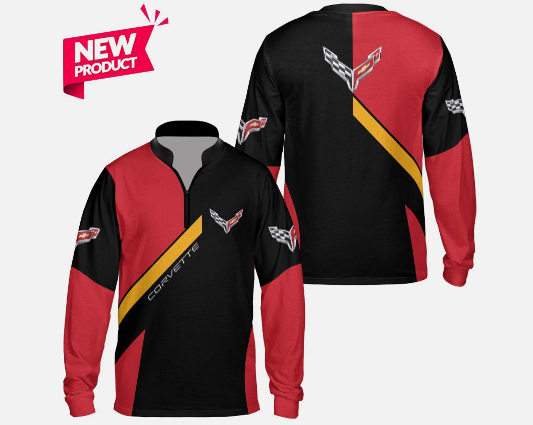 Men's Corvette 3D Logo Zip Long Sleeve Shirt S-5XL - FREE Custom Name gallery
