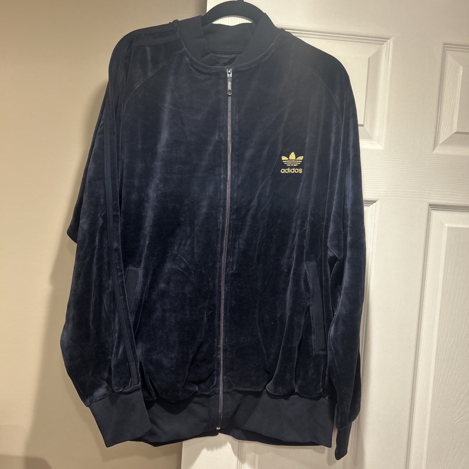 Adidas Mole Velour Track Top Jacket Navy Blue Size XL New Y2K (2002) gallery