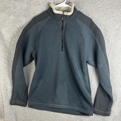 Columbia Pullover Mens Medium Gray Sherpa Lined 1/4 Zip Fleece Mock Neck Outdoor