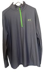 Under Armour Quarter Zip Pullover Mens 2XL Gray Neon Green 1251699 Activewear