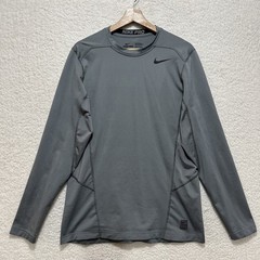 Nike Pro Men’s Gray Dri Fit Fitted Long Sleeve Shirt Size Large