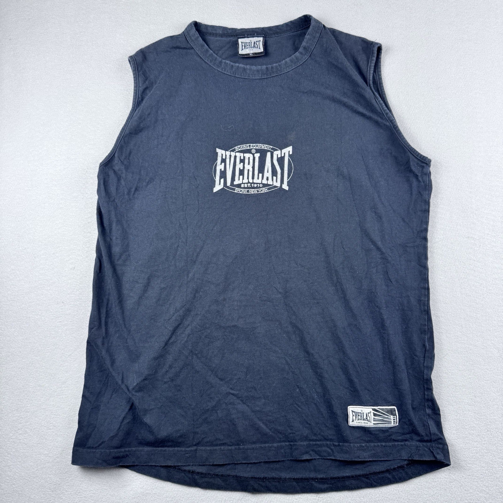 Vintage Everlast Tank Top Men XL Black Sleeveless Boxing Gym Training Combat gallery