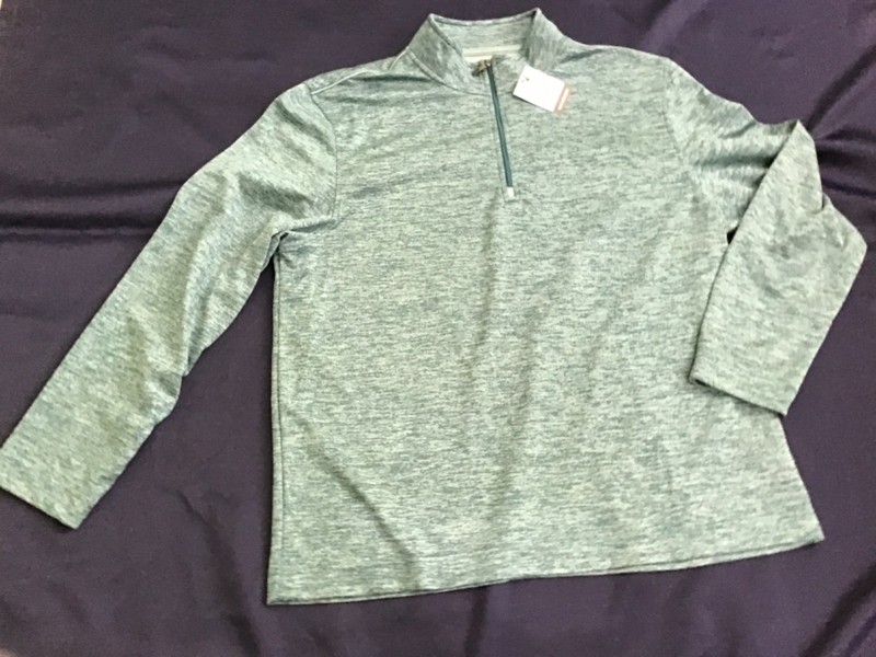 VAN HEUSEN men 1/4 zip XL activewear pullover BLUE GREEN HEATHER new with tag! gallery