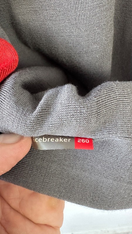 Mens Icebreaker 260 Bodyfit XL Merino Wool Base Layer Top Hiking Ski Gray Red gallery