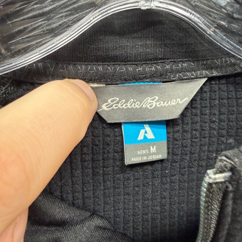Eddie Bauer First Ascent Mens M Black FreeHeat Quarter Zip Grid Fleece Pullover gallery
