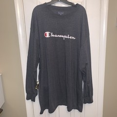 CHAMPION MENS LOGO BIG AND TALL LONG SLEEVE T SHIRT SIZE 4XL Gray White Red