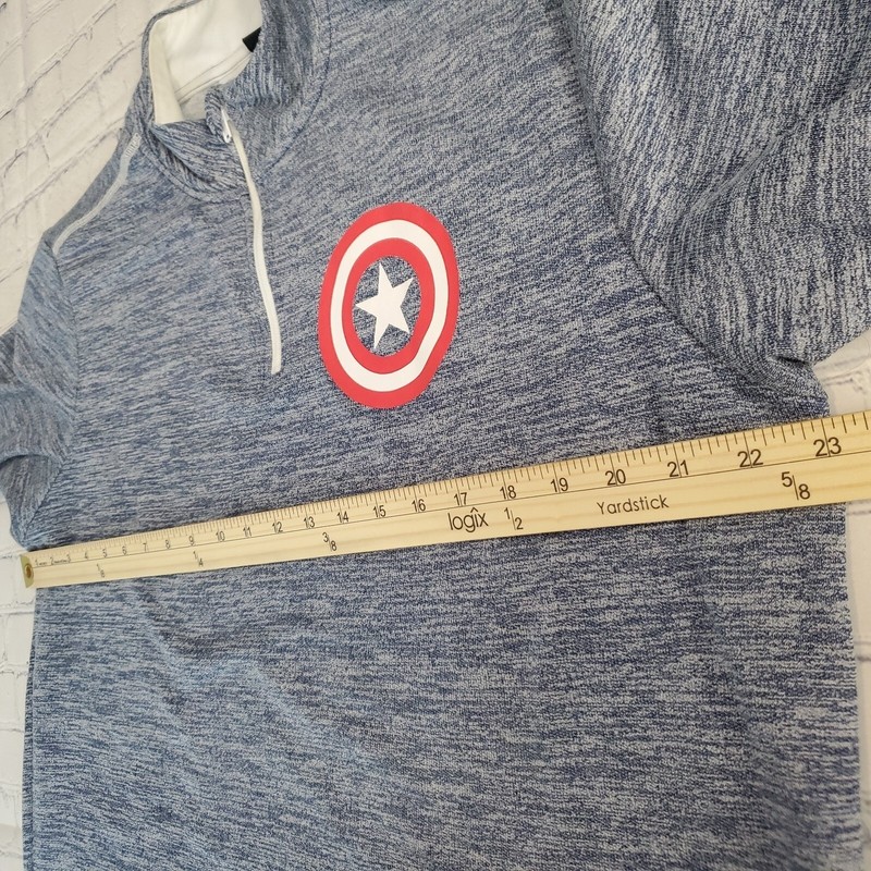 Marvel Captain America Large Blue Space Dye Quarter Zip Pullover Shield Logo gallery