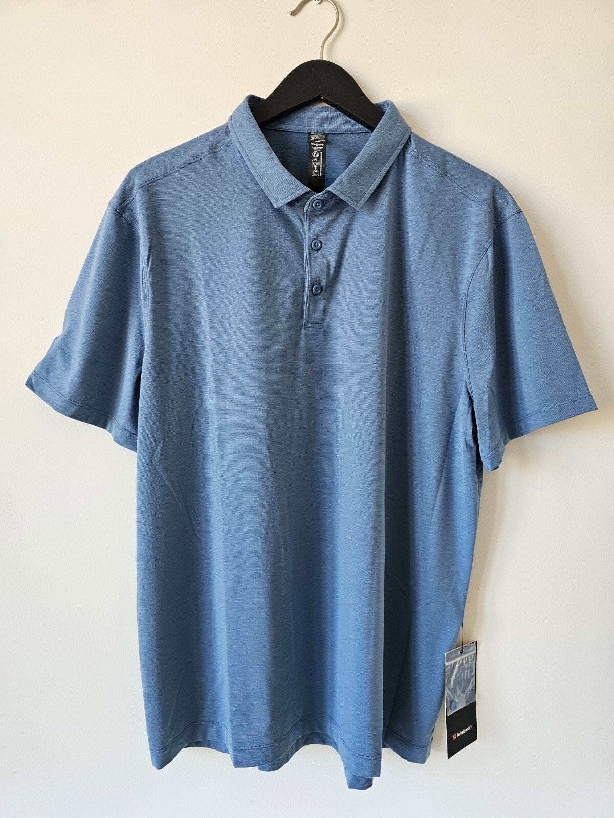 NWT LULULEMON WSDN Washed Denim Blue Evolution SS Polo Top Golf Shirt Men's XXL gallery