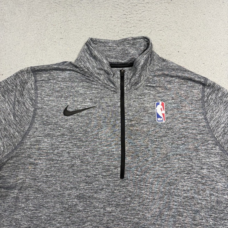 Nike NBA 1/4 Zip Pullover Men Large Grey Black Shirt Sweater Basketball Dri Fit gallery