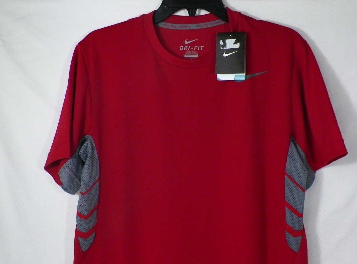 NIKE MENS DRI-FIT VAPOR ATHLETIC TRAINING SHIRT C- NECK RED SZ M #644301-NWT gallery
