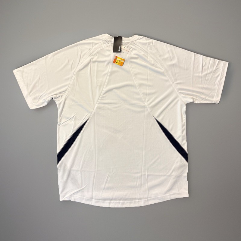 Fila Shirt Men’s Large Essenza Colorblock Crew White Navy Athletic New Nos gallery