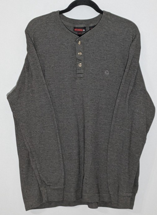 Wolverine Waffle Knit Thermal Henley Shirt Men's XXL Gray Long Sleeve Workwear gallery
