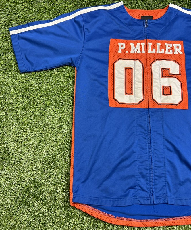 P Miller Denim Collection Zip Up Baseball Jersey Men's L Blue Vintage Y2K gallery
