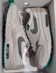 NEW Men’s Size 12.5 Nike Air Max 1 iD By You Grey Teal Snakeskin Sneakers FJ8893