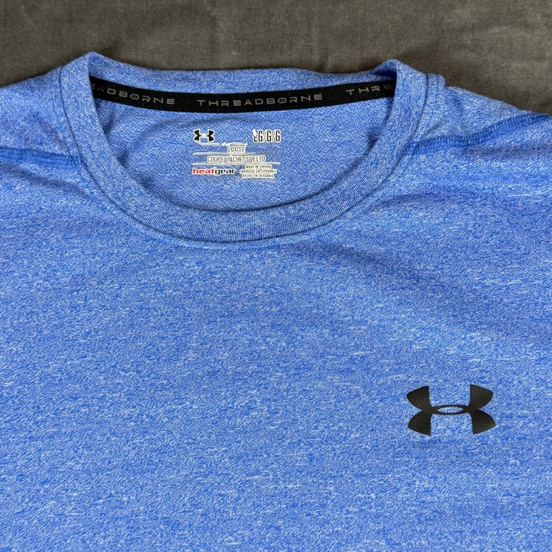 Under Armour Threadborne HeatGear Shirt Mens Large Blue Short Sleeve Athletic gallery