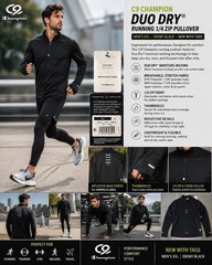 Men’s XXL Black Duo Dry Running 1/4 Zip Pullover NWT Reflective Top C9 Champion
