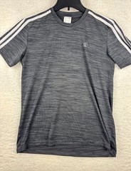 Adidas Techfit Three Stripe T-Shirt Mens Small Gray Training Running Tennis-READ