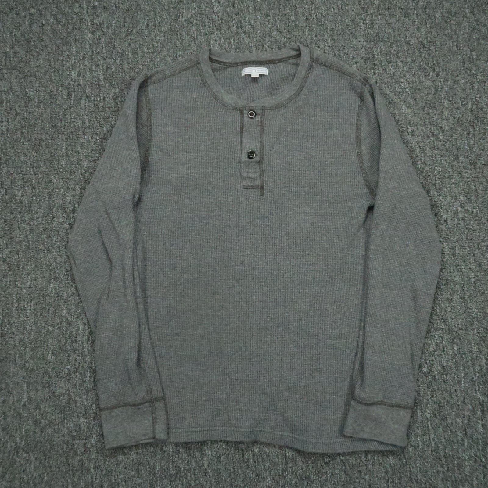 Wallace & Barnes Shirt Mens Extra Small Gray Thermal Henley Waffle Knit J Crew gallery