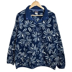 Vintage Patagonia Synchilla Pullover Mens XL Blue Floral Fleece Snap-T 2004