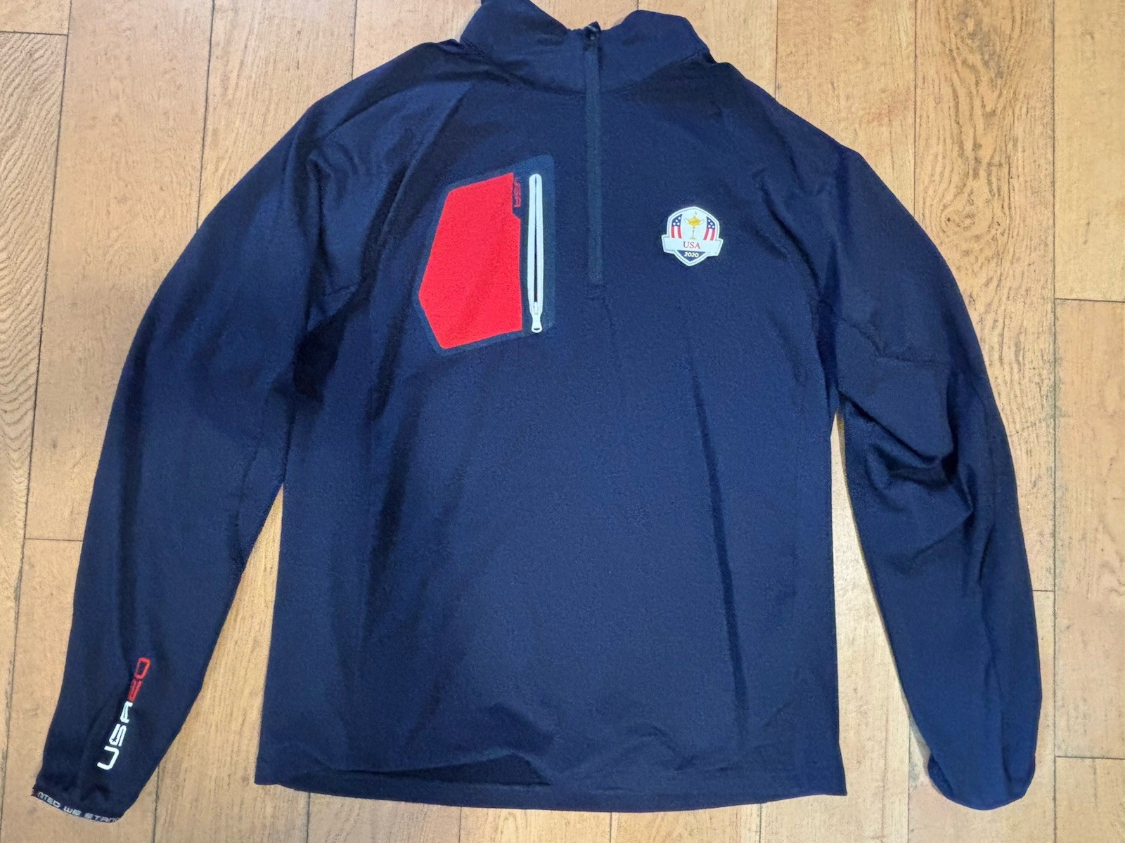 RLX Ralph Lauren USA 2020 Ryder Cup Golf 1/4 Zip Pullover Men's Medium Navy Blue gallery