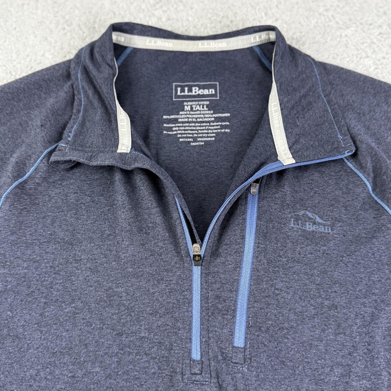 LL Bean Pullover Mens Medium T Tall Blue Quick Dry Trail Tee Performance Hiking gallery