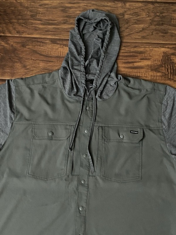 Anetik Vint UV Technology Mens Olive Green Snap Hoodie Shirt Lightweight 2XL gallery