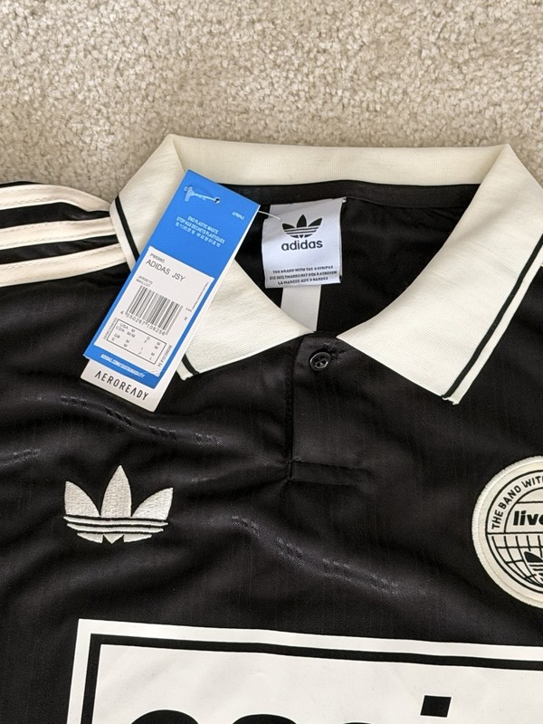 adidas Originals Oasis Graphic Soccer Jersey Polo Black/White Polyester L gallery