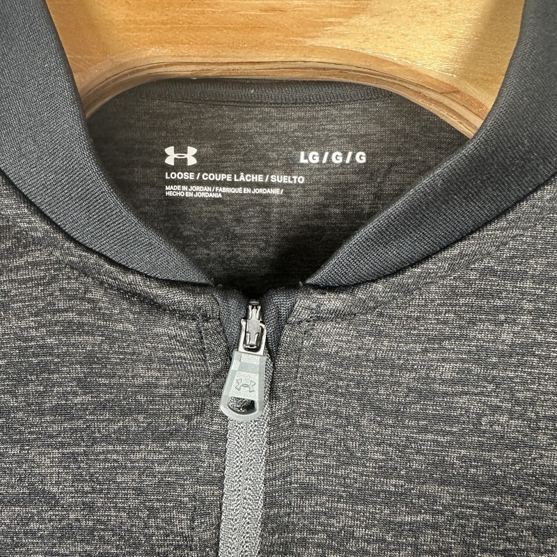 Under Armour UA Tech 1/4 Zip Shirt Mens Size Large Band Collar Loose Black Gray gallery