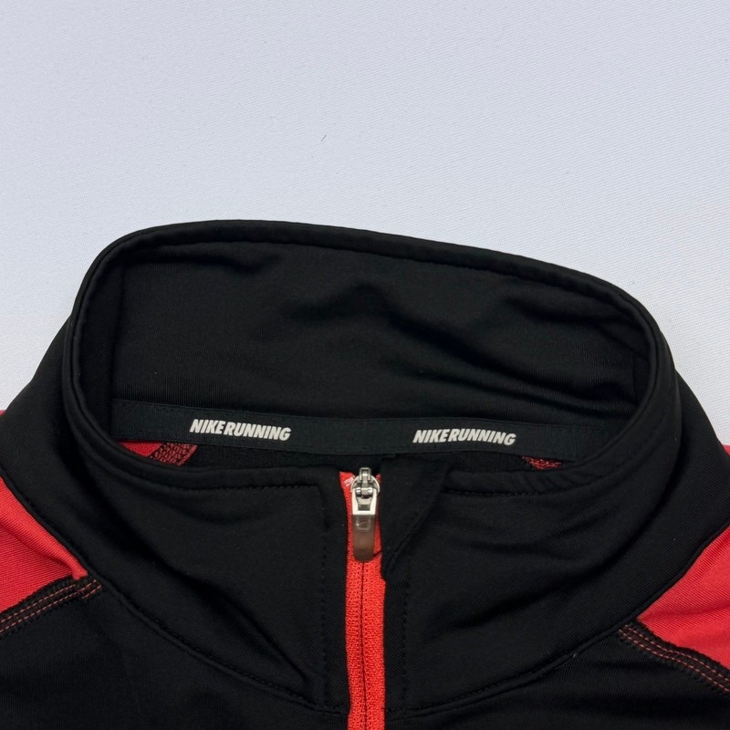 Nike Dri-FIT Mens Mock Neck Long Sleeve Training Shirt Black Red 438726-011 M gallery