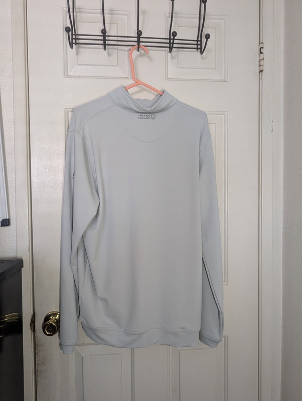 Peter Millar Crown Sport Embroidered Logo Lgt Gray Zip Pullover Top for Men - L gallery