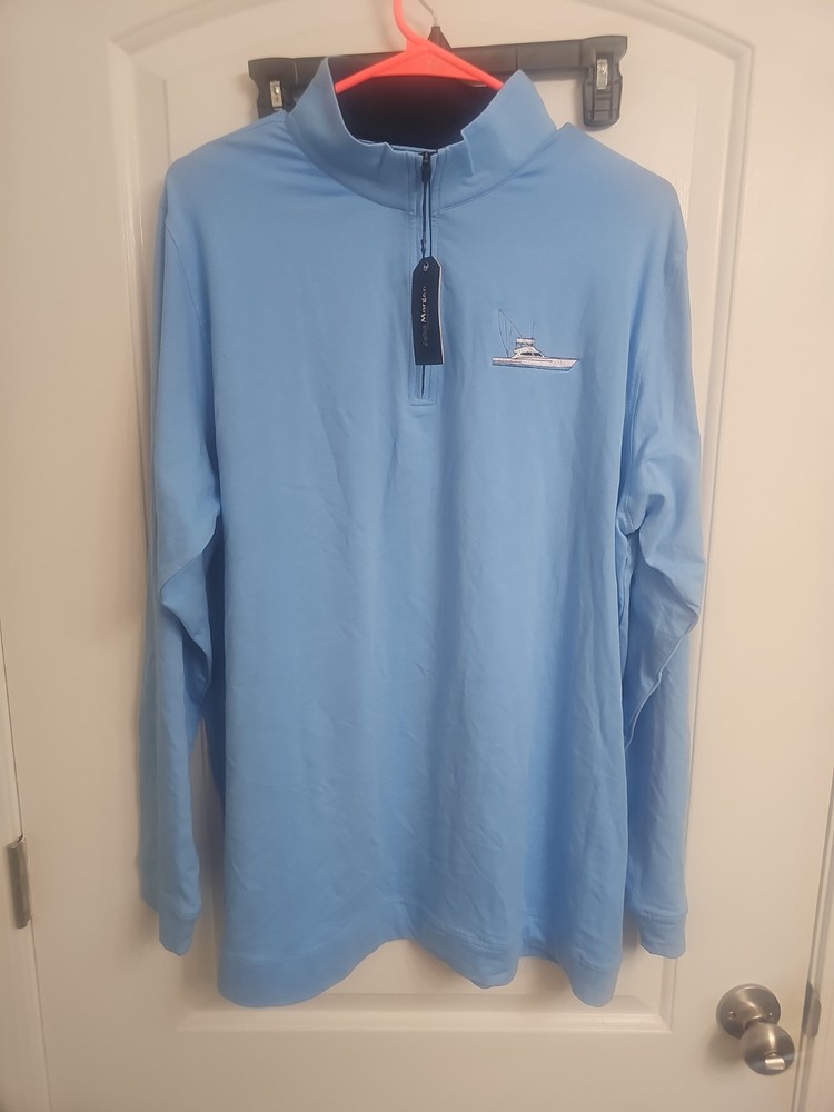 John Morgan 1/4 Zip Golf Pullover Men XL Blue Cotton
