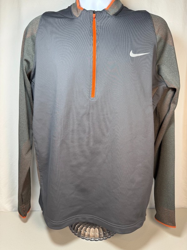 Nike Golf Dri-FIT 1/2-Zip Pullover | Men's Large | Gray & Orange gallery