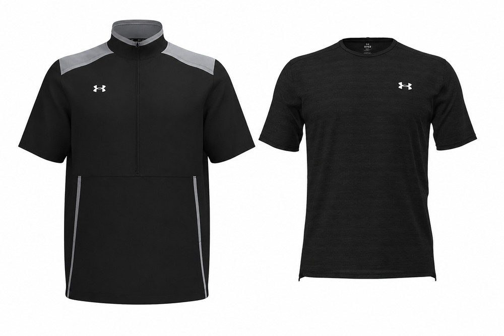 Under Armour Short Sleeve Cage Jacket AND T Shirt - Both Size Large - Black/Grey