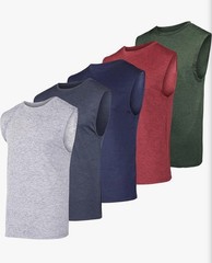Real Essentials Men’s 5 Pack Of Athletic/Workout Tank Tops Size XL