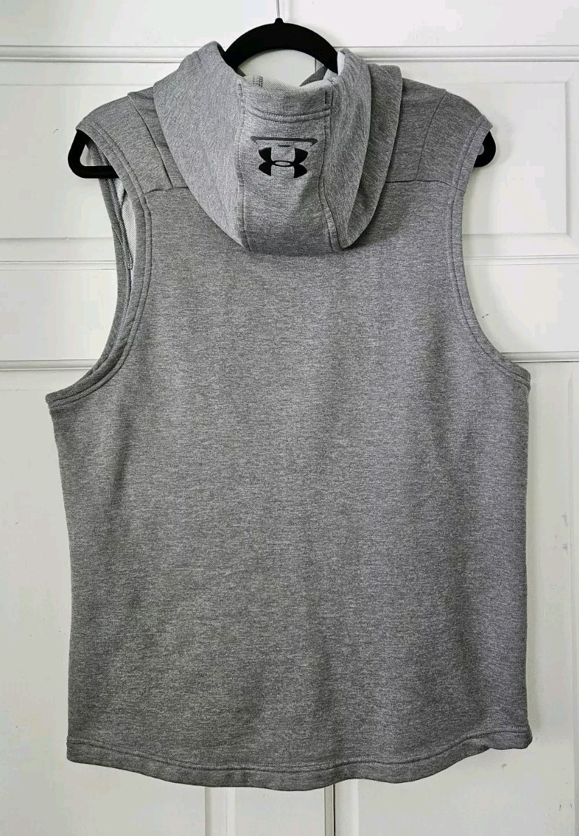 Under Armour Wrestling Sleeveless Hoodie Gray Pullover Workout Medium Fitted Zip gallery