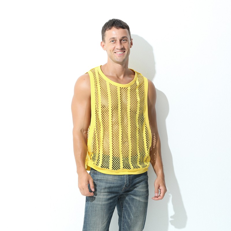 Mens Fishnet Mesh Transparent Sleeveless Muscle T-Shirts Vests Casual Tank Tops gallery