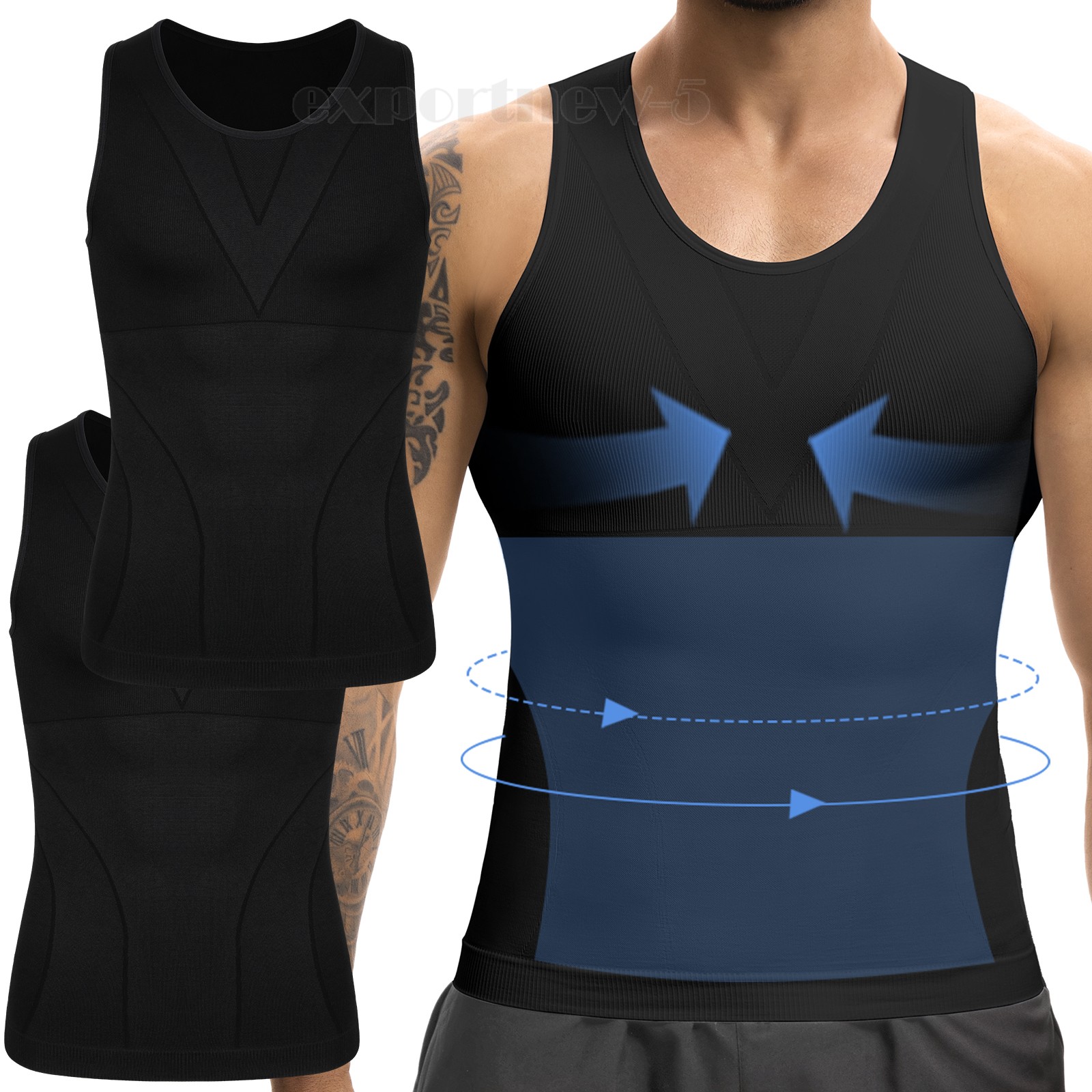 2PCS Men Body Shaper Slimming Tummy Vest Compression Shirt Tank Top Shapewear gallery