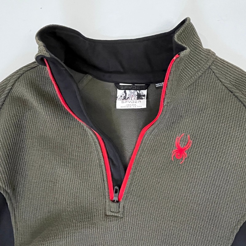 Spyder Outbound Half Zip Pullover Midweight Core Sweater Men's Large Olive gallery