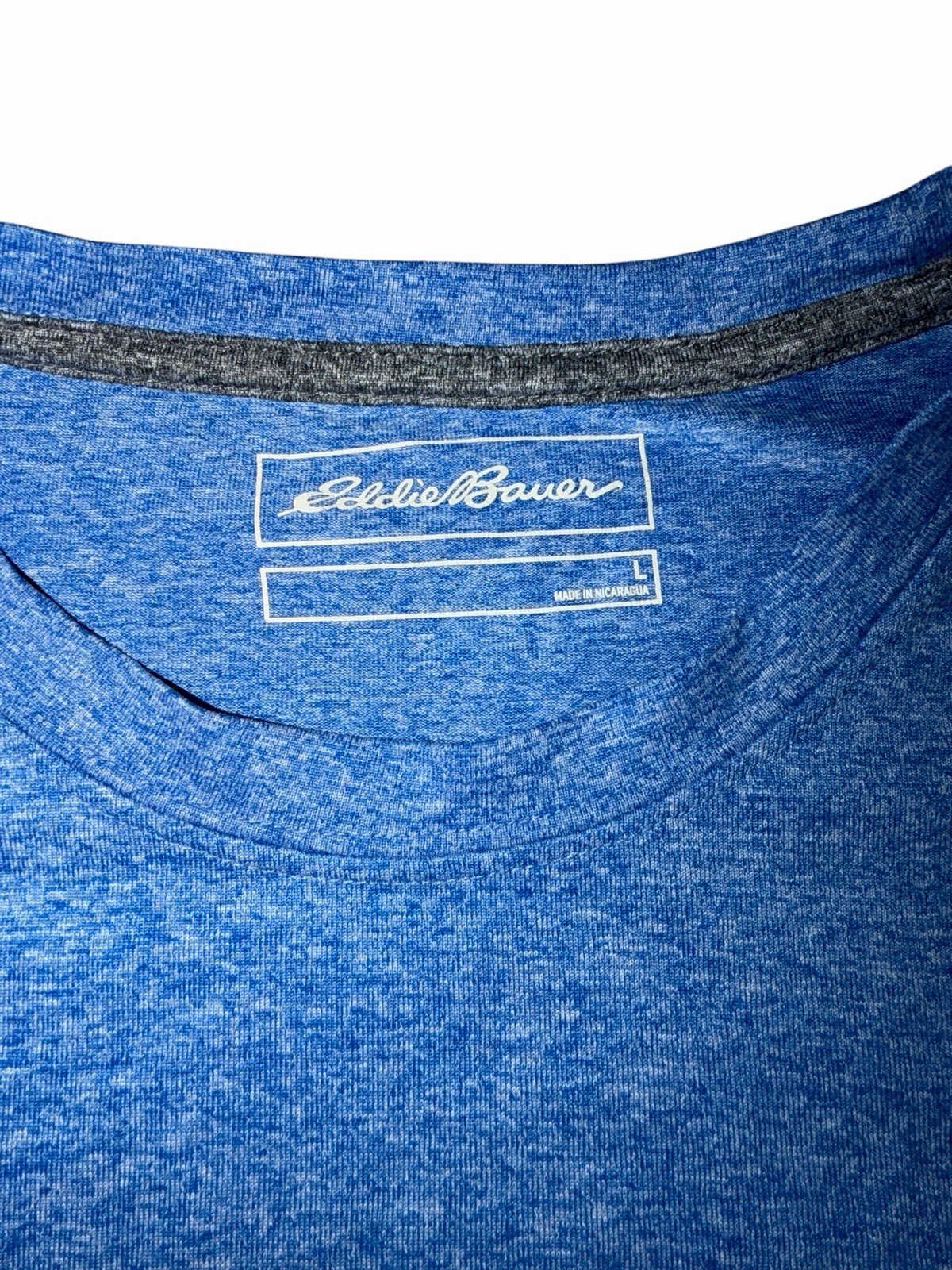 Eddie Bauer Men's L Resolution Long Sleeve Shirt Blue Heather FreeDry Athletic gallery