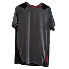 Spyder Active Men’s Color Block Sport Top Small, Black Gray with Red Accents
