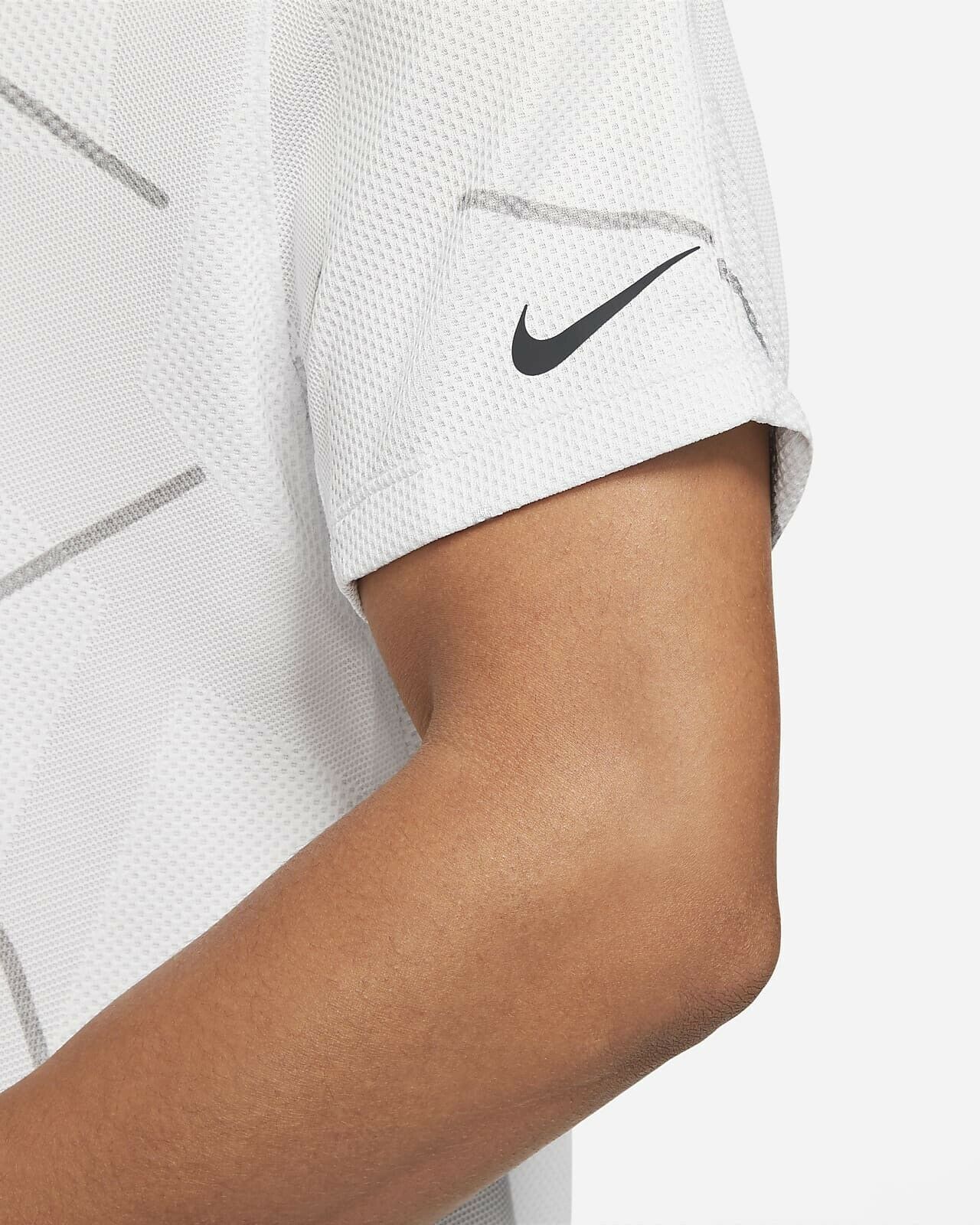 NEW 2021 NIKE DRI-FIT TIGER WOODS COURSE JACQUARD GOLF POLO PHOTON DUST/BLACK gallery