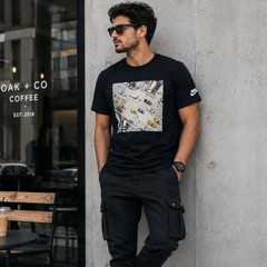 Nike Black Graphic Tee Medium City Taxi Print Streetwear Unisex Cotton Shirt
