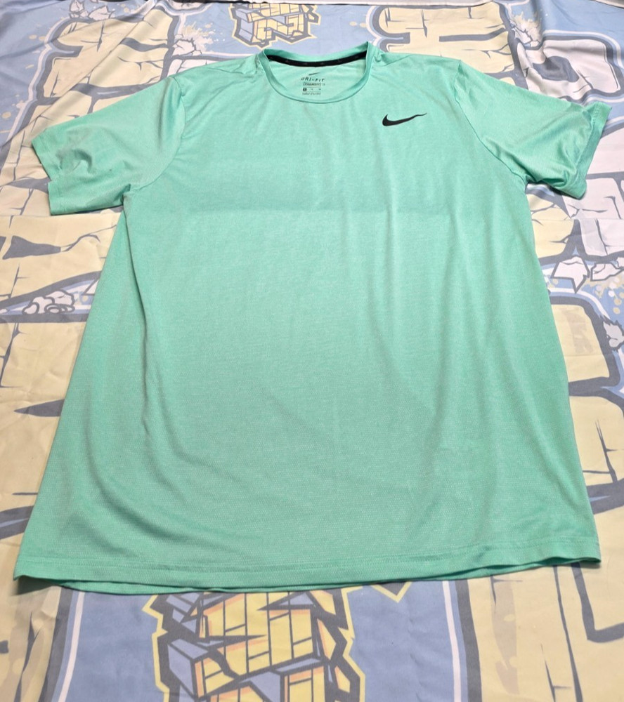 Nike Dri Fit Standard Fit T Shirt Mens XL Mesh Performance Tee Lime Green SWOOSH