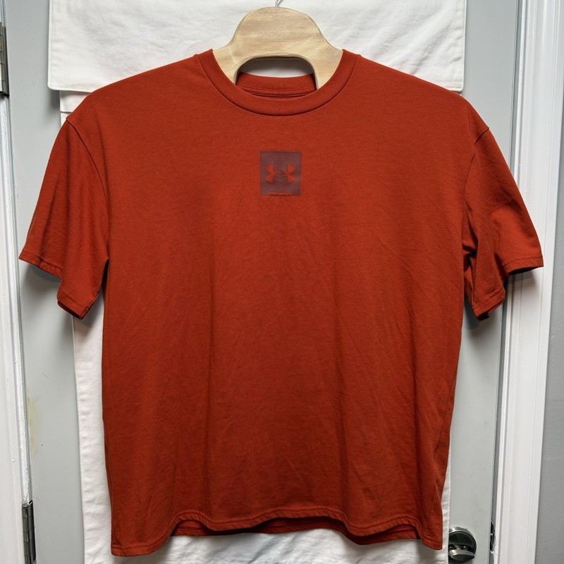 Under Armour Heavyweight Oversized Box Logo Mens Short Sleeve T Shirt XL Orange gallery
