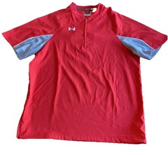 Under Armour AllSeasons 1/4 Zip Short Sleeve Wind Shirt Red Gray Small