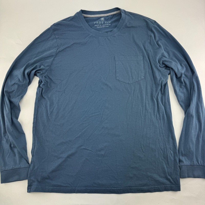 Free Fly Shirt Lot Of 2 Mens M Bamboo Long Sleeve Brown Henley & Blue Pocket Tee gallery