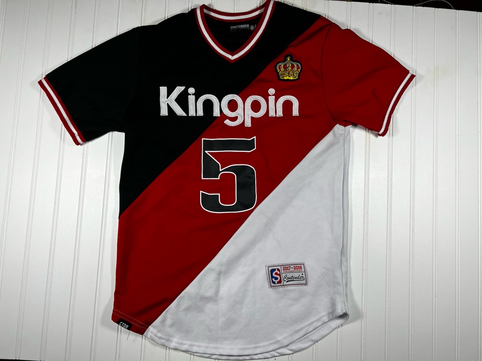 Contender Kingpin 51 Jersey Shirt Red Black White Baseball Style Medium gallery
