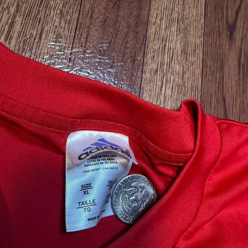 Adidas Red Vintage Lounge Retro Tech Jersey Shirt XL gallery