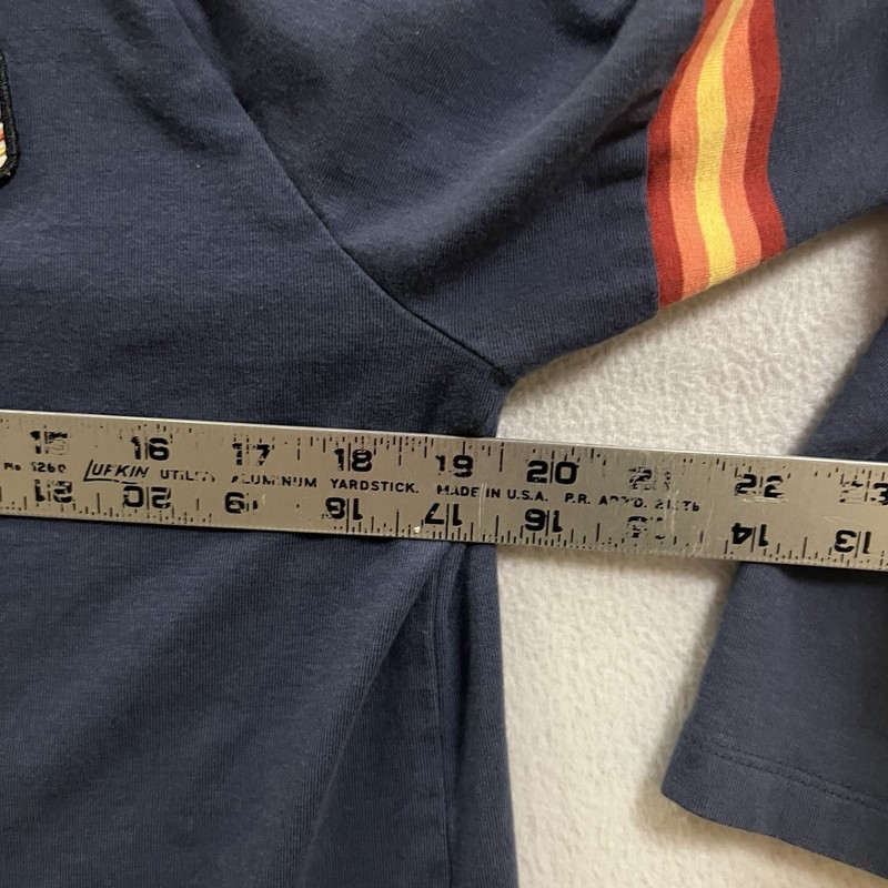 Marine Layer Sport Stripe Active Pullover Quarter Zip Mock Neck Medium Blue gallery